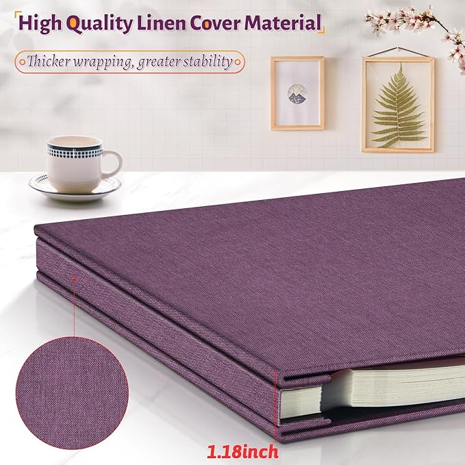 Photo Album Self Adhesive Scrapbook,60 Pages Large Photo Book for 4x6,5x7,8x10 Pictures,DIY Album for Baby Wedding Family Travel Birthday,with Metallic Pen and Scraper