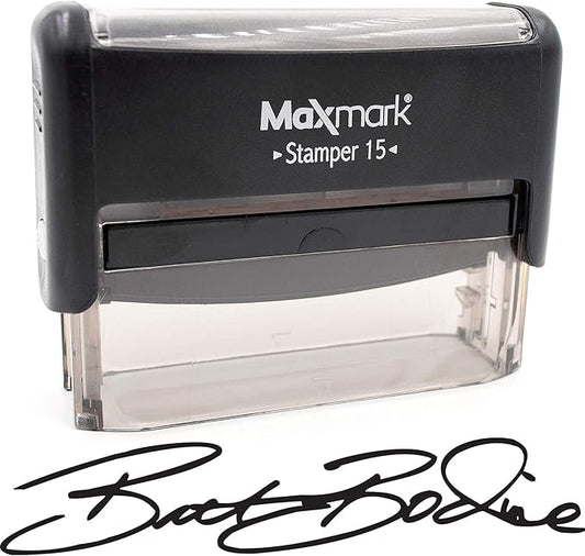 Custom Signature Stamp - Small and Wide C 15 Size Self-Inking Stamp Customized with Your Signature