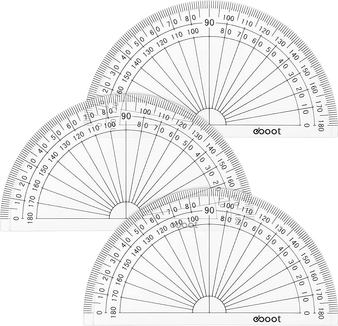Zonon 3 Pcs 4 Inch Clear Plastic Protractor Bulk Math Protractors Set 180 Degrees Geometry Drafting Tools for Classroom Industry Office Back to School Supplies