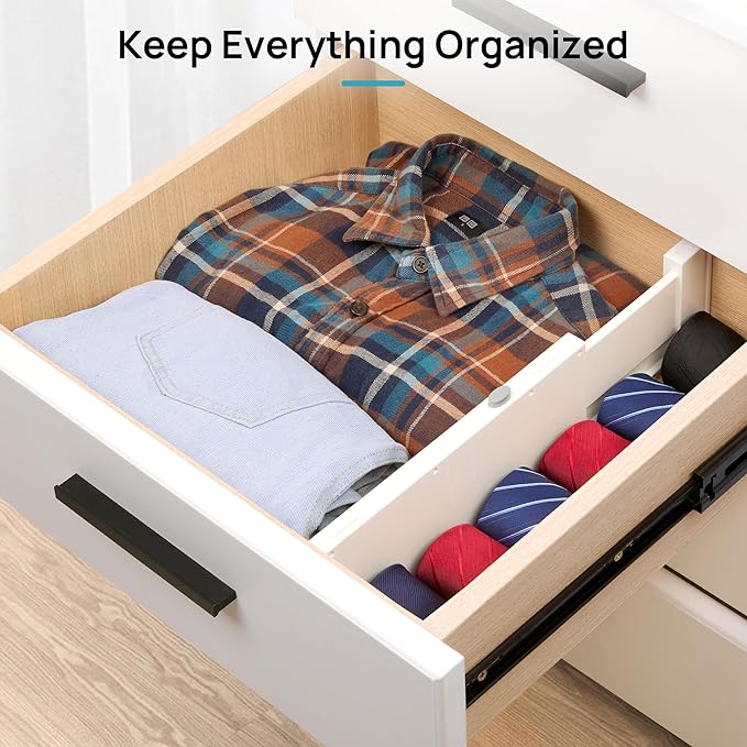 Vtopmart 4 Pack Drawer Dividers for Clothes, 4" High 11.6"-17" Adjustable Expandable Dresser Drawer Organizer, Plastic Drawers Separators for Dresser, Baby Clothes, Underwear, Kitchen & Office Storage