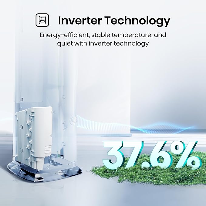 Hisense API0825UW1D Smart Inverter Twin Hose 8,000 BTU (DOE) 350 SF Heat/Cool Tower Portable Air Conditioner, White