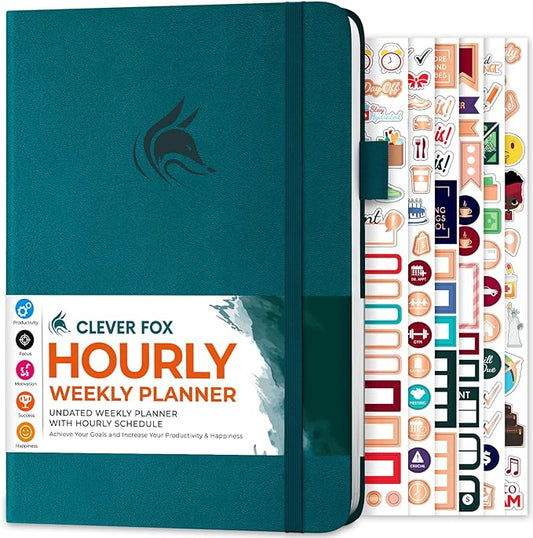 Clever Fox Planner Schedule – Undated Weekly & Monthly Life Planner with Time Slots, Appointment Book & Daily Organizer, A5 (Dark Teal)