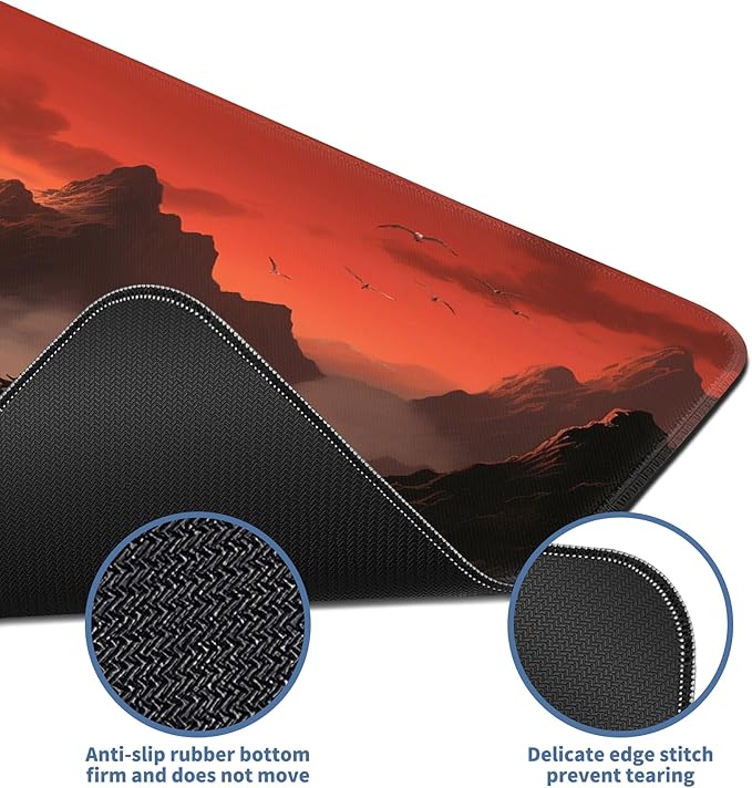Japanese Gaming Mouse Pad Large Desk Mat Extended Keyboard Mouse Pad XXL Sunset Mousepad with Non-Slip Rubber Base and Stitched Edge Mouse Mat Desk Pad 31.5 X 15.7 in Mouse Pads for Desk Home Office