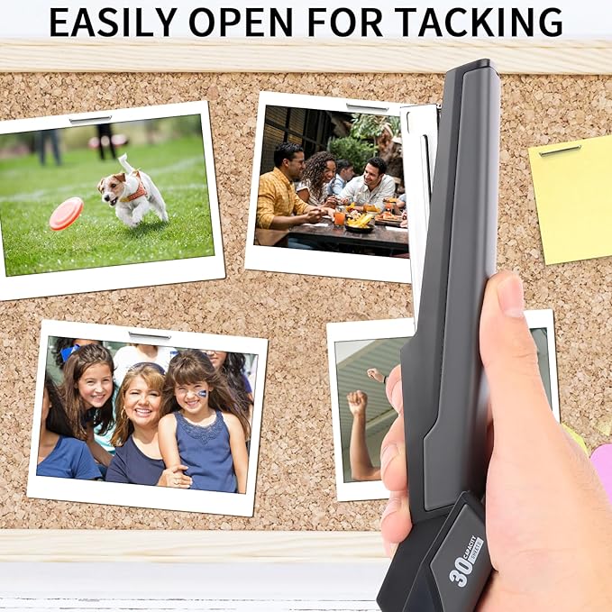 Metal Stapler with 830 Staples, Office Stapler, Staplers for Desk, 25-30 Sheet Capacity, Non-Slip, Black