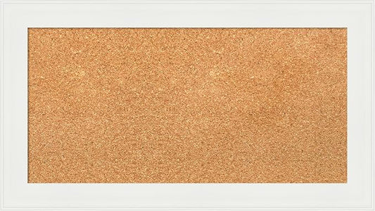 Amanti Art Natural Cork Board for Wall, 15x27 Vision Board with White Frame, Small Corkboard Office Decor for Home Organization, Casual Corkboard Pinboard to Display Items for Home Organization in