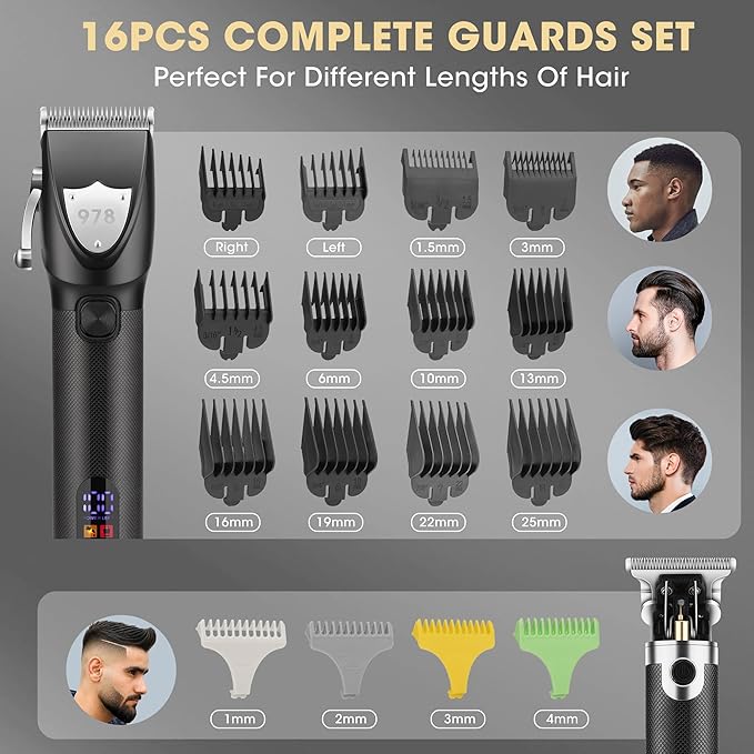 Lanumi Professional Hair Clippers Electric Razor Shavers Men 3 Piece Set Rechargeable Clippers and Trimmers Beard Trimmer Barber Kit with Travel Case Clippers for Hair Cutting Gifts for him