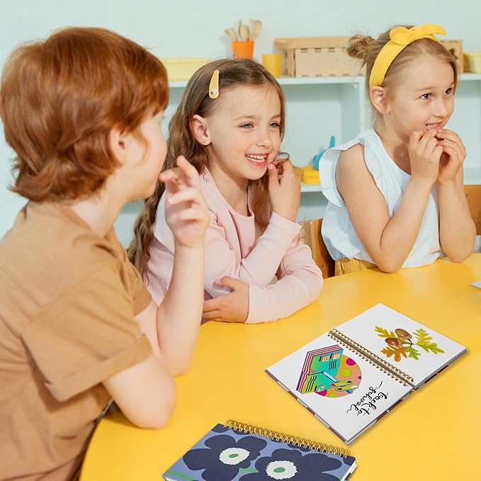 Dot Grid Spiral Notebook Bulk, Flower A5 Dotted Bullet Grid Journals, 100GSM Thick Paper Travel Journal Set, Hard Cover, Wirebound Diary Planner, 75 Sheets per Book, 5.7x8.3 inch, 3 Pack