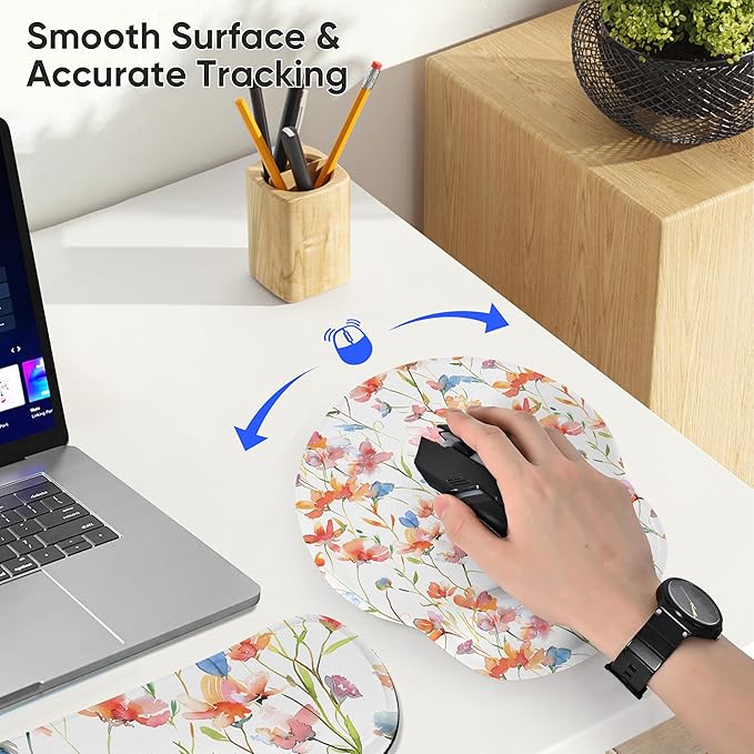 RICHEN 3 PCS Computer Mouse Pads for Desk with Coaster Set, Non-Slip Keyboard Wrist Rest and Mouse Pad Set, Ergonomic Design (YKMWR-52)