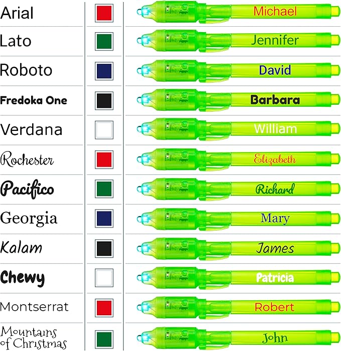 Personalized Invisible Disappearing Ink Pen Marker Pack, Custom Secret Spy Message Writer with UV Light, Fun for Kids Party Favors Gifts and Stock Stuffers,12 Pack, Green