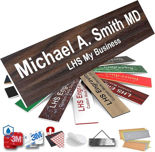 Engraved Custom Door Plate Teak Plastic Office Door Sign with White Letters - Made in USA 2x10 N7