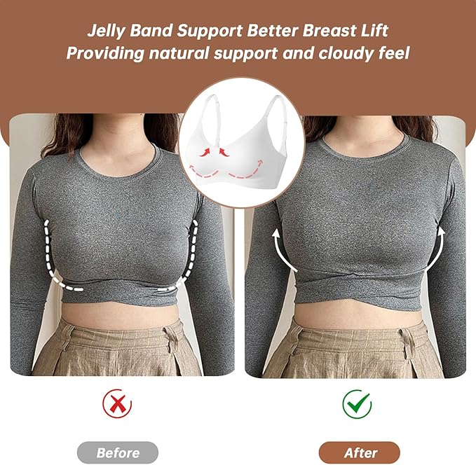 OEAK Womens Wireless Bras Comfortable Push Up Bra No Underwire Bra Full Support Lift Bralette Everyday Seamless Tshirt Bras