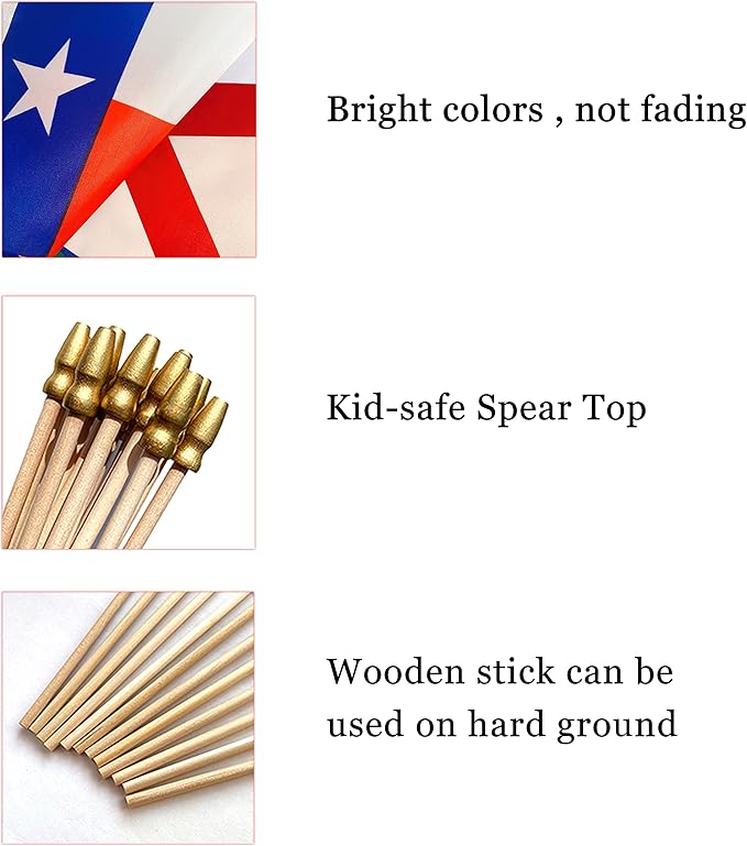 WEITBF Small Mini US 50 State Flags on Wood Stick for Classroom Desk Decorations,5 x 8 Inches