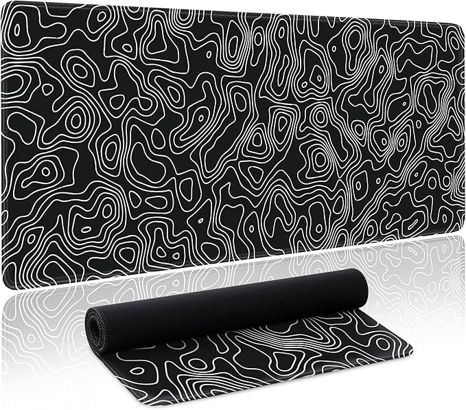 Black Map Gaming Mouse Pad Large Desk Mat Extended Keyboard Mouse Pad XL Mousepad with Non-Slip Base and Stitched Edge Black Mouse Mat Desk Pad 31.5 X 11.8 in Mouse Pads for Desk Gaming Home Office