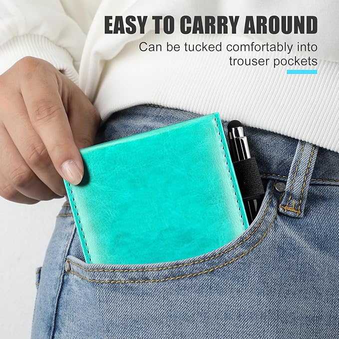 Outus 10 Pcs Pocket Notebook with Pen Set Included Mini Pocket Notepad Holder with 50 Lined Sheets, Metal Pen, 8 Pcs 3 x 5 Inch Memo Book Refills, 30 Lined Paper Per Note Pad (Bright Blue)