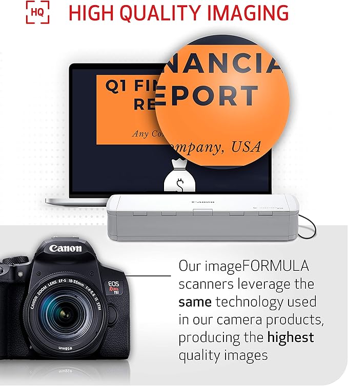 Canon imageFORMULA R10 - Portable Document Scanner, USB Powered, Duplex Scanning, Document Feeder, Easy Setup, Convenient, Perfect for Mobile Users