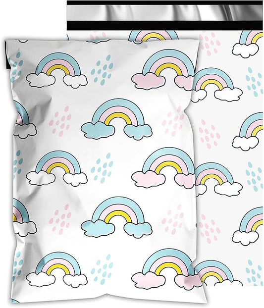 Poly Mailers 10x13 Inch 25 Pcs - Rainbow Printed Shipping Bags, 2.4mil Thickness, Waterproof and Tear Resistant Mailing Envelopes, Self-Sealing Packaging Bags for Small Business