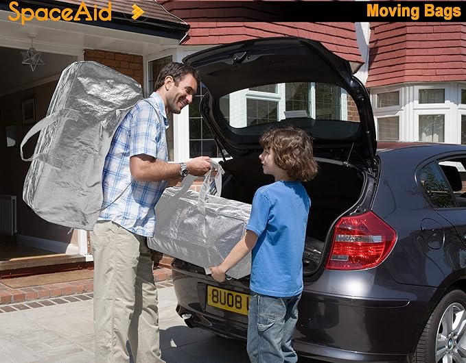 SpaceAid Heavy Duty Moving Bags, Extra Large Storage Totes W/Backpack Straps Strong Handles & Zippers, Alternative to Moving Boxes, Packing & Moving Supplies, Gley (6 Pack)