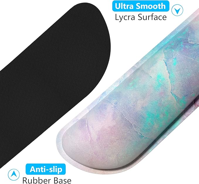 Dapesuom Enlarge Keyboard Wrist Rest, Memory Foam Wrist Cushion for Desk Mats Support, Pain Relief Keyboard Mouse Pad Rests Set with Non-Slip Base for Gaming Laptop Office Computer, Colorful Marble