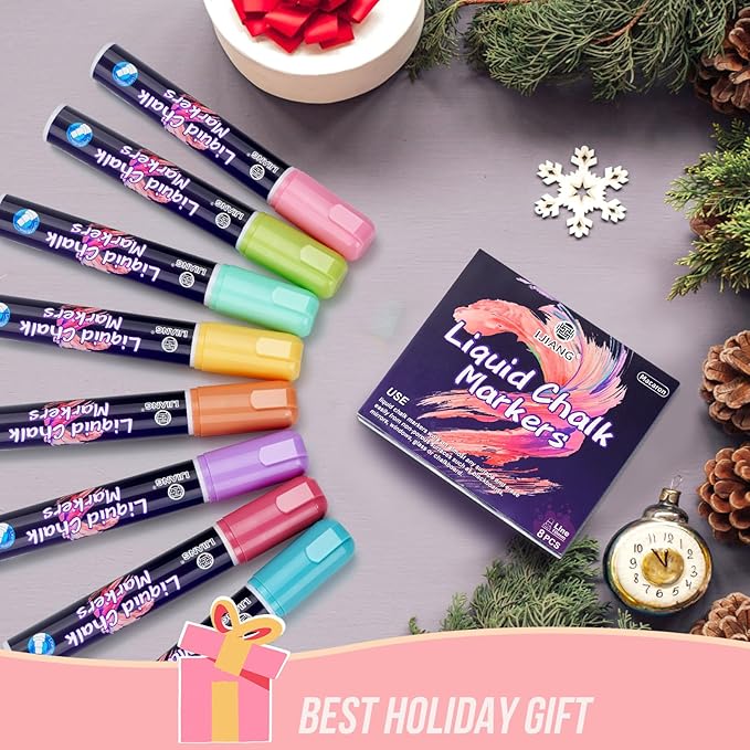 Window Chalk Markers Washable, Macaron 8 Colors Jumbo Chalk Marker Car Glass Erasable, Liquid Chalk Pens with 10mm Thick Tips for Chalkboard, Windows, Glass, Mirror, Auto, Poster, Bistro, Cars of DIY