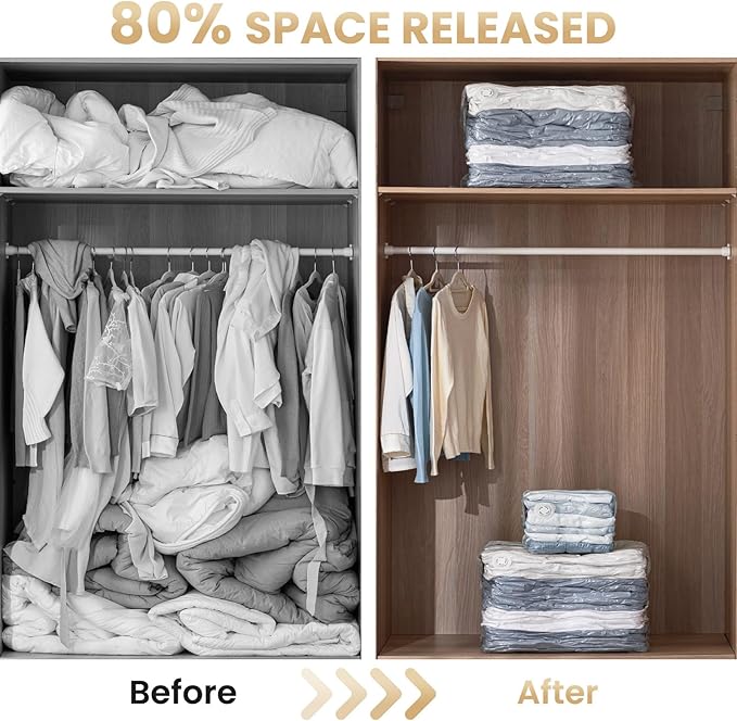 TAILI 6 Pack Vacuum Storage Bags, Cube Space Saver Bags Combo (3 Jumbo +3 Medium), Vacuum Seal Bags for Bedding, Clothing, Comforters, Blankets, Closet Oragnizer and Storage