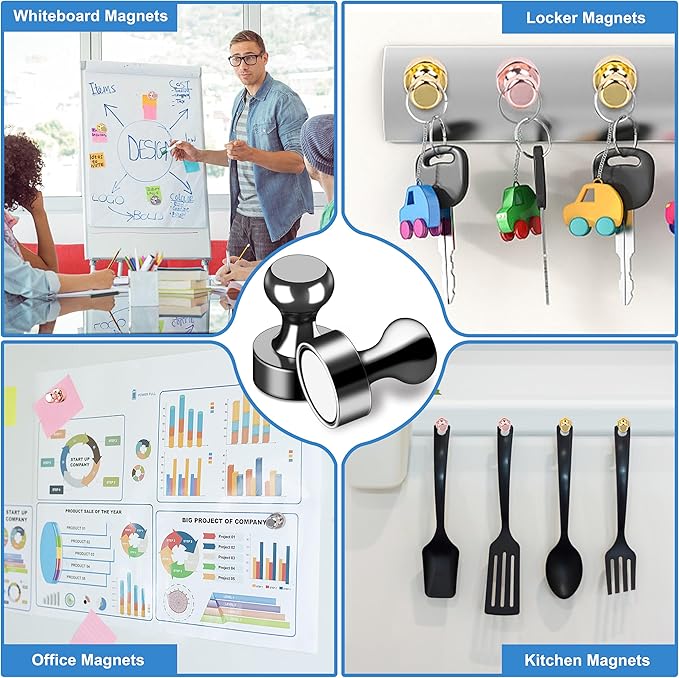 LOVIMAG Small Magnets for Cruise Ship Essentials, Cruise Magnets for Door Decoration, 4 Assorted Color Push Pins Neodymium Magnets for Cruise Cabins, Kitchen, Locker or Office Accessories-16 Pcs