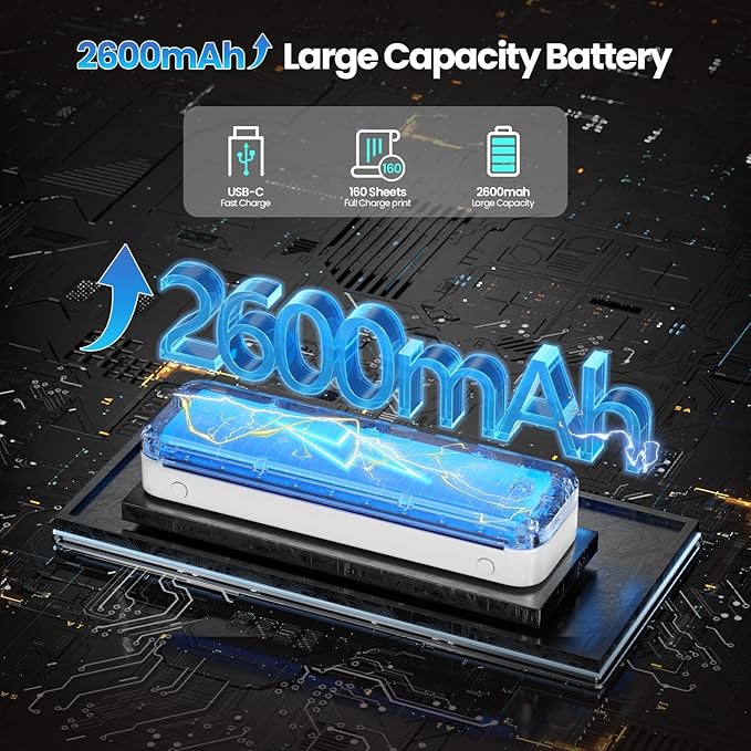 Phomemo Portable Printers Wireless for Travel [Upgraded],M834 Bluetooth Thermal Printer 8.5" x 11"& A4 Size,Inkless Mobile Printer with Carry Case for Travel,Office,School,Car,Home,White