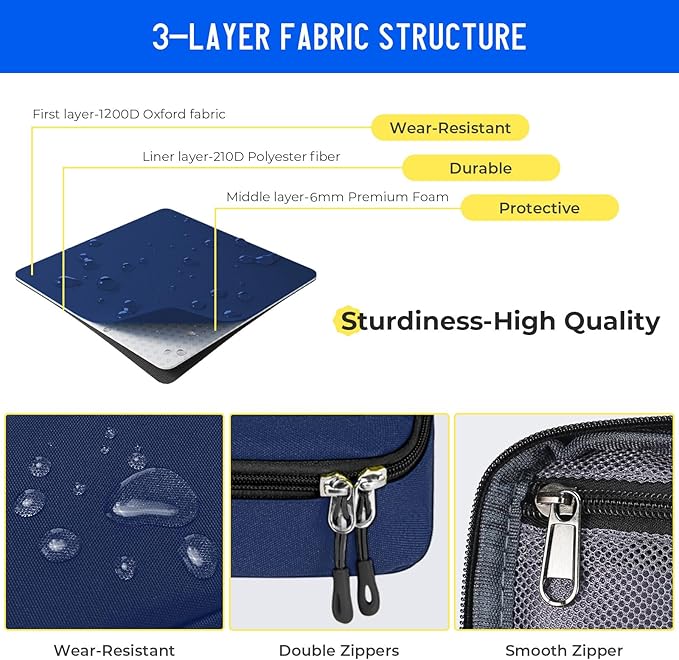 ECHSRT Big Pencil Case, Aesthetic Portable Zipper Pencil Bag with Hidden Pocket, Special Pouch for Men Women Adults, Stationery Organizer Pen Cases for Office Travel, Blue