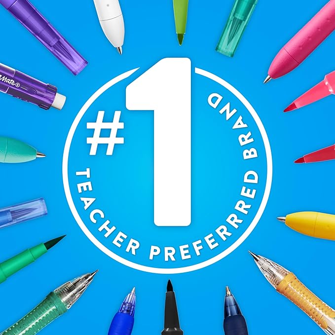 Paper Mate Felt Tip Pens, Flair Marker Pens, Medium Point, Assorted, 24 Count - Home, Office, Back to School, Teacher Supplies