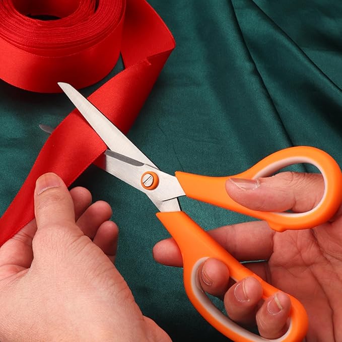 Purple Scissors Pack, Rkqoa 8" Scissors All Purpose - Comfort-Grip Sharp Shears for Office School Sewing Fabric Craft Art Supplies, Teacher/Class Everyday use, Classroom Must have