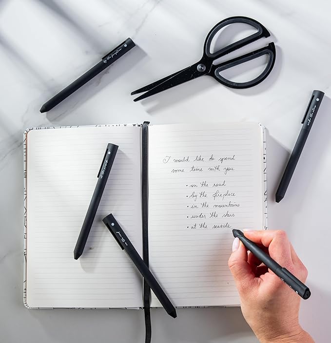 DIVERSEBEE Black Gel Ink Pens, 0.5 mm Gel Pens Fine Point, Bible Pens No Bleed Through with Cute Fine Tip, Bible Study Journaling Supplies, 5 Pack Gel Pen Set