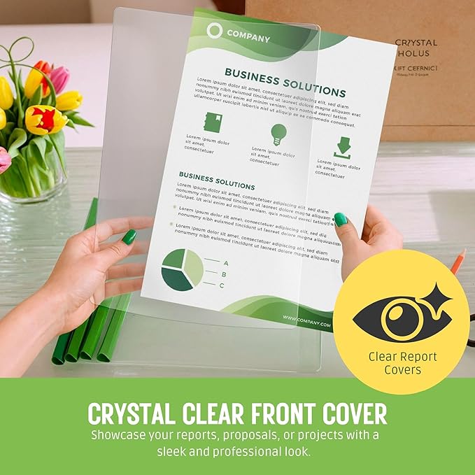 PERFORMORE Clear Report Covers, 10 Pcs Transparent Presentation File Folders, Plastic File Folder with Sliding Bar, A4 Paper Size with 40 Sheet Paper Capacity