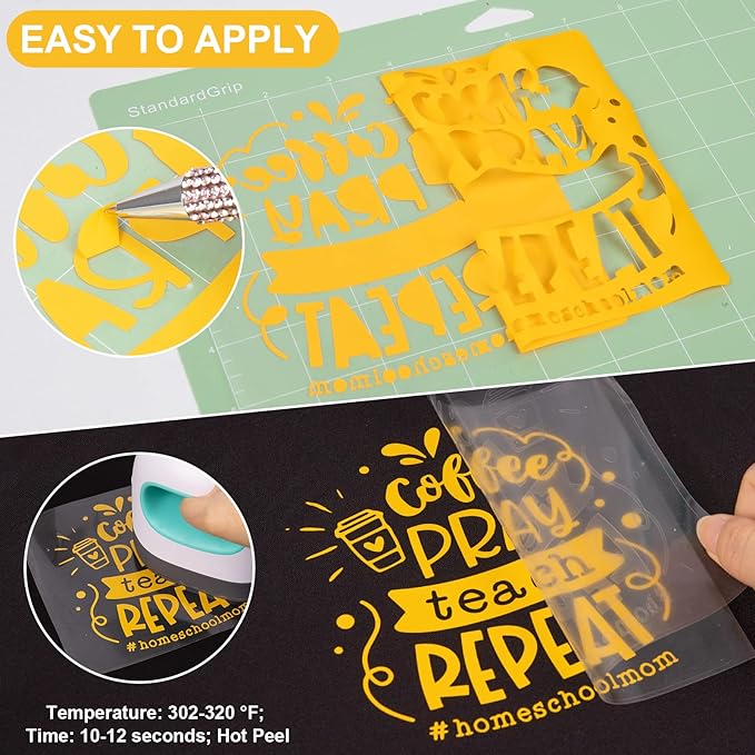 VINYL FROG Heat Transfer Vinyl Roll HTV Vinyl - 12" x5ft Yellow Iron on Vinyl for T-Shirts, Heat Press Vinyl for DIY Craft Designs (Yellow)