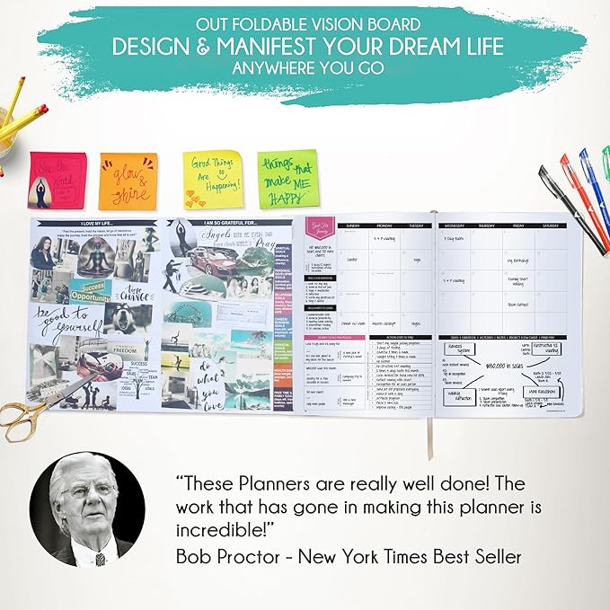 2026 Planner Weekly and Monthly | Law of Attraction Planner with Panduo App | A 12 Month Journey for Productivity, Gratitude & Goal Setting | Includes Foldable Vision Board, Gift Box & Stickers