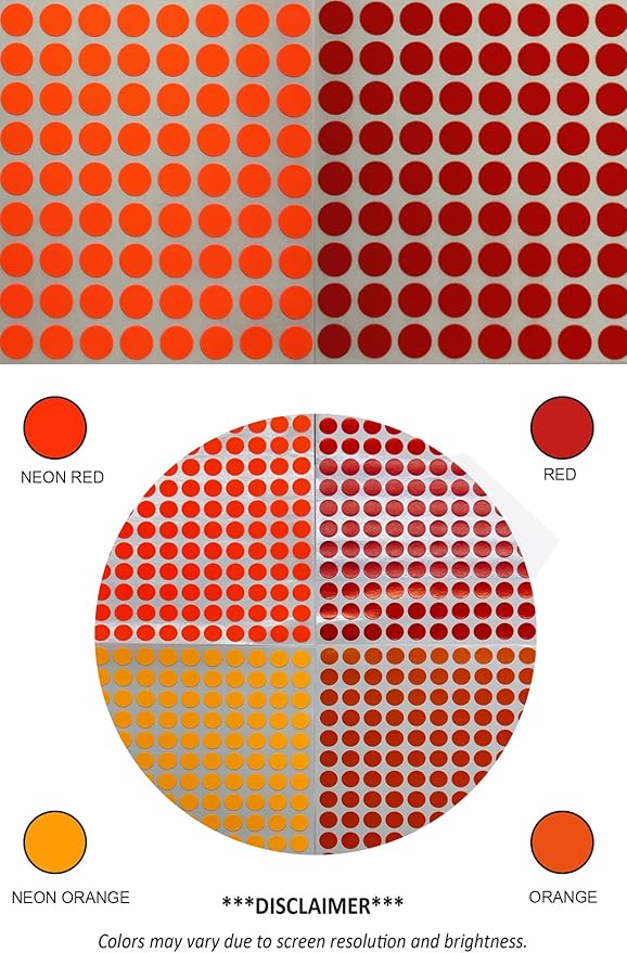 Royal Green Rectangular Color Coding Sticker Roll - Write On Labels for Folders and Organizing, 1.57" x 0.75" Stickers to Write On Name Tags for Office Supplies & Organization, 500-Pack (Neon Red)