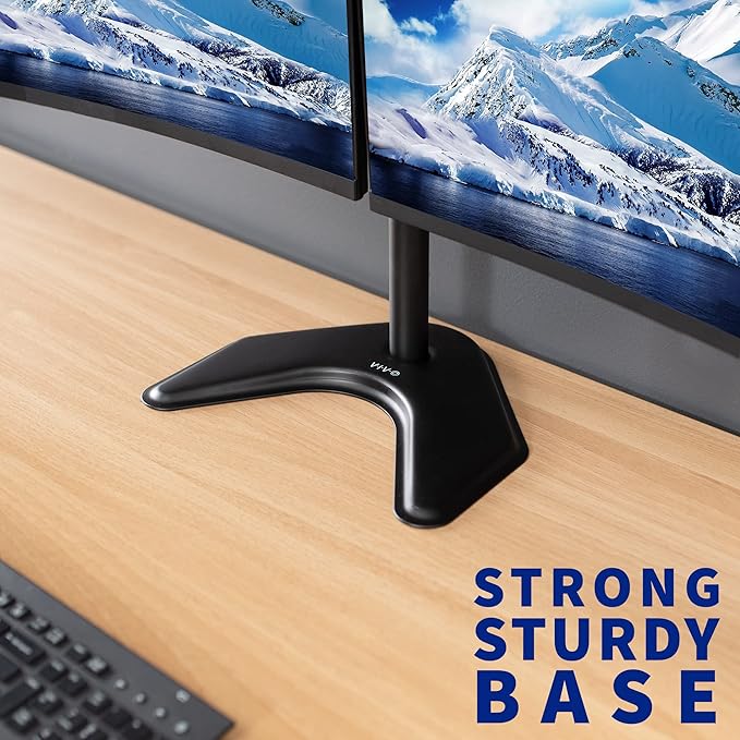 VIVO Dual LED LCD Monitor Mount, Free-Standing Desk Stand for 2 Screens up to 32 Inch, Heavy-Duty Fully Adjustable Arms with Max VESA 100x100mm, Black, STAND-V032F