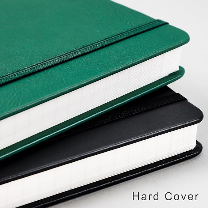 EMSHOI Graph Paper Notebook, A4 Large 8.3" x 11.7" Hardcover Leather Journal for Women Men, 192 Pages 100 GSM Grid Paper Journals for Writing, Graph Notebook for Work, Graphing, Engineering, Black