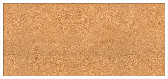 Amanti Art Natural Cork Board for Wall, 21x45 Vision Board with White Frame, Oversize Corkboard Office Decor for Home Organization, Modern Corkboard Pinboard to Display Items for Home Organization in