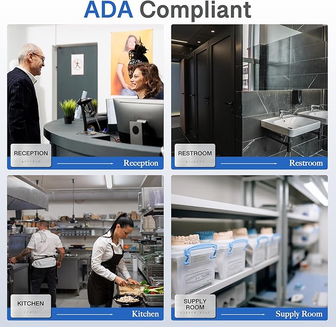 TRAINING ROOM Signs with Raised Text & Grade 2 Braille, Brushed Aluminum/Silver Finish Easy Install with Double-Sided Tape, ADA Compliant Custodian Door Sign for Businesses & Offices