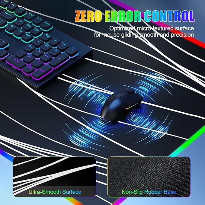 Mouse Pad with Foldable Phone Holder & Wireless Charger, XL RGB Gaming Mousepad 31.5"x11.8" Large Desk Mat for Keyboard, Home Desk Pad with Dual Qi Charging Station | 11 Colors & 5 Modes | Waterproof