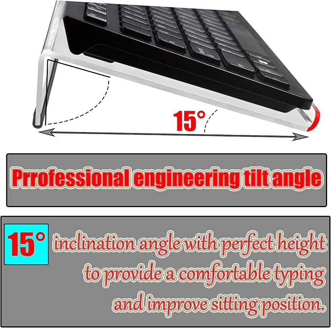 4pcs New Acrylic Tilted Computer Keyboard Stand with Mouse and Keyboard Wrist Rest Pad Computer Keyboard Holder Set for Office Desk,Home,School Supplies (Keyboard Stand)
