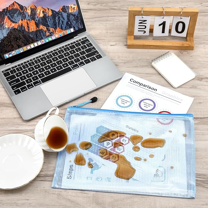 Smarpau 32PCS Mesh Zipper Pouch Bags, A4 Size 13.3" x 9.4" Zipper Pouches for Organizing, Large Waterproof Mesh Bags for Board Game Storage, Letter Size File Bags for Travel Home Office Supplie