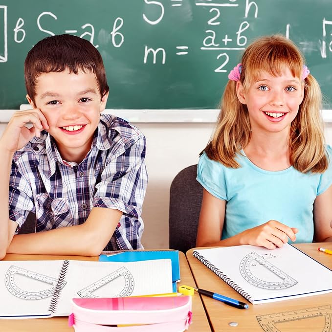 Zonon 100 Pieces Plastic Protractors Bulk Classroom Clear Math Protractors 180 Degrees 6 Inch for Geometry Student, Angle Measurement, Students Back to School Supplies Office Supplies