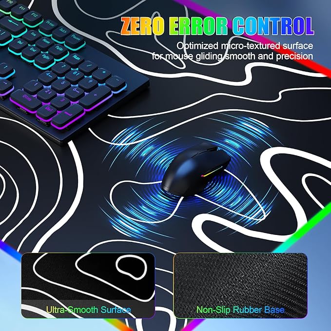 Mouse Pad with Foldable Phone Holder & Wireless Charger, XL RGB Gaming Mousepad 31.5"x11.8" Large Desk Mat for Keyboard, Home Desk Pad with Dual Qi Charging Station | 11 Colors & 5 Modes | Waterproof