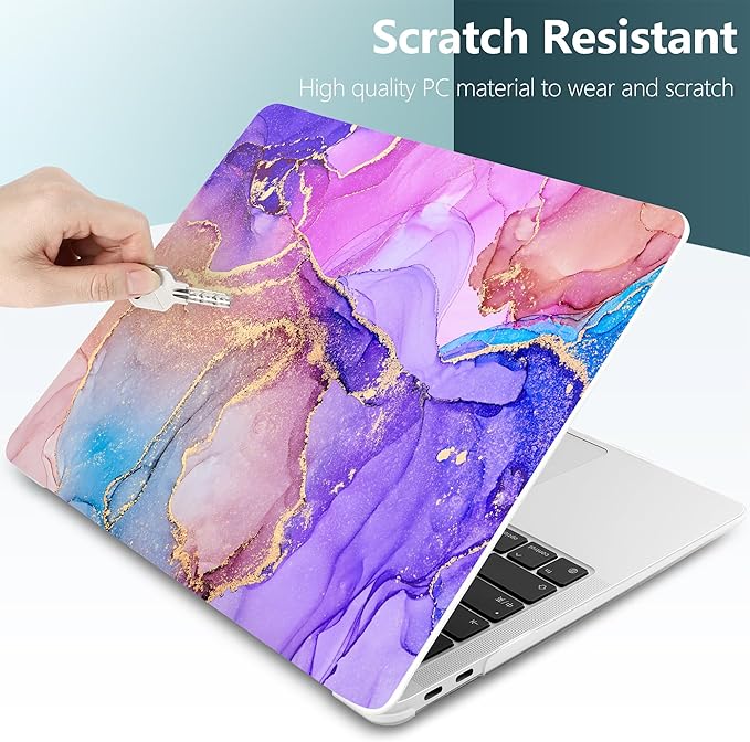 DONGKE Compatible with MacBook Air 13 inch Case 2021 2020 2019 2018 Release A2337 M1 A2179 A1932 with Retina Display & Touch ID, Plastic Hard Shell & Keyboard Cover - Fluid Art X255