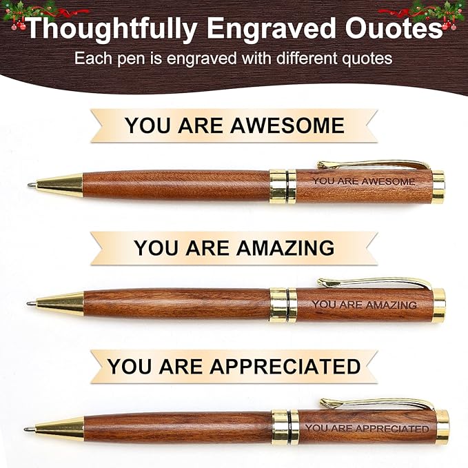 Luxury Wooden Pen Set Thank You Gifts for Women Men Friends Cool Teacher Boss Appreciation Gift for Female Coworkers Nice Engraved Pens Gifts Office Business Pens Work Employee Gratitude Gift