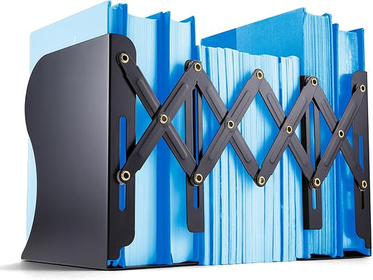 Officemate Adjustable Bookends, Expandable 4"-18", Black.