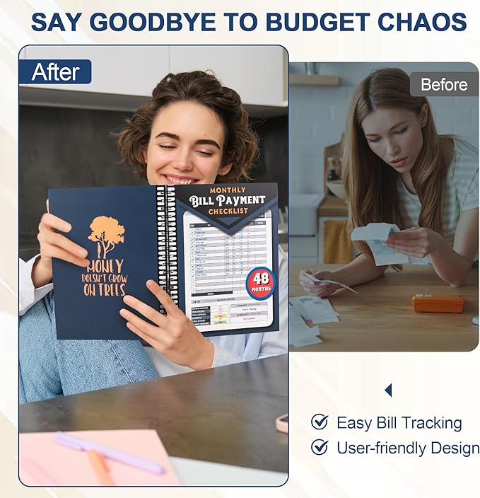 Monthly Bill Payment Checklist: Bill Tracker Notebook With Spiral Binding 8"x10" The 4-Year Guide for Families & Money Managers, 960 Billing Records Included (Blue)