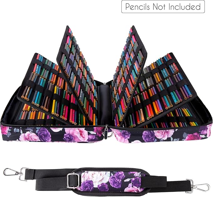 YOUSHARES 480 Slots Colored Pencil Case - Big Capacity Pen Case Organizer with Multilayer Holder large Colored Pencil Case (Purple Pink Rose)