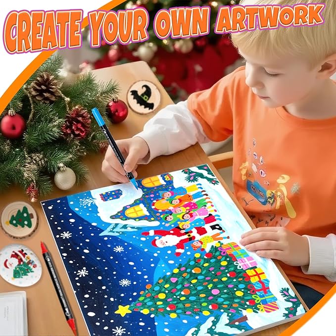 50 Colors Acrylic Paint Markers, Dual Tip Acrylic Paint Pens with Fine Tip and Brush Tip for Rock Painting, Ceramic, Wood, Plastic, Calligraphy, Scrapbooking, Brush Lettering, Card Making, DIY Crafts