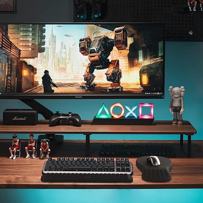 MEKASS Ergonomic Mouse Pad and Keyboard Wrist Rest Set, Super Soft Memory Foam Desk Wrist Support for Computer Keyboard, Non-Slip Arm Palm Rests Cushion for Typing Gaming Office Laptop Mac (Black)